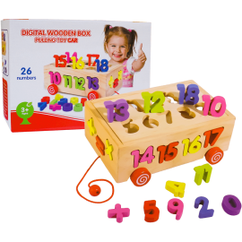 Masinuta din lemn cu cifre, tip puzzle, jucarie educativa, multicolor